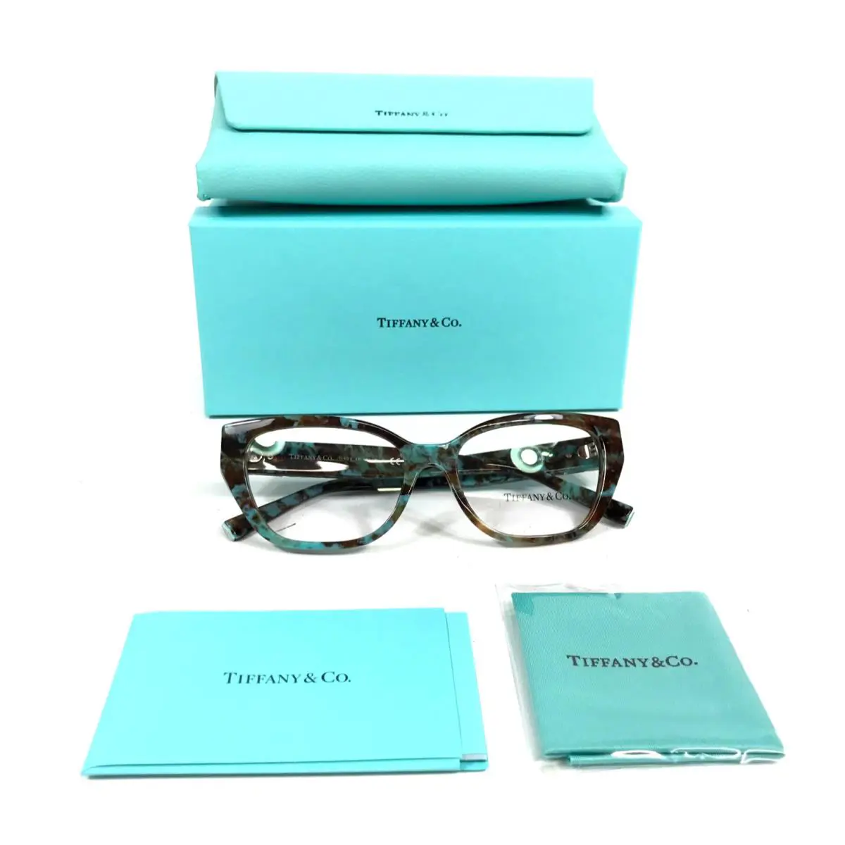 Tiffany Co. Eyeglasses Frame TF2259 8422 Havana Tiffany Blue Marble 54-16-140