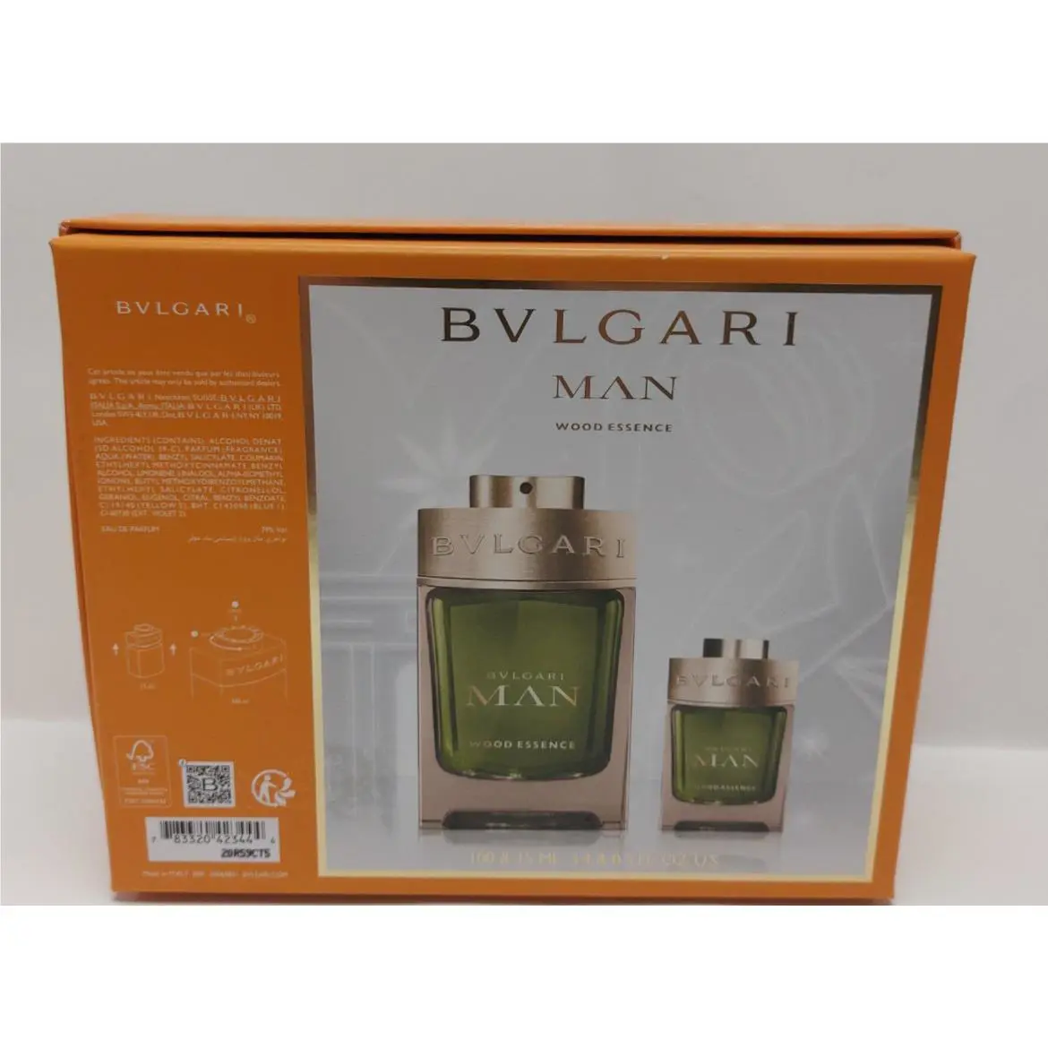 Bvlgari Man Wood Essence 3.4 oz + 15 ML Edp Eau De Parfum Spray Set