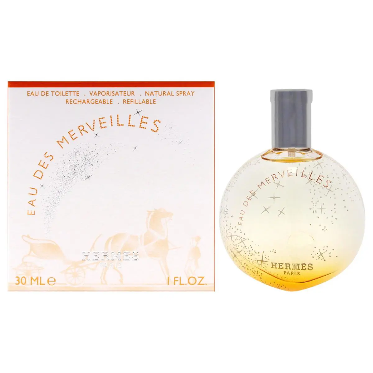 3 Pack Eau Des Merveilles by Hermes For Women - 1 oz Edt Spray Refillable