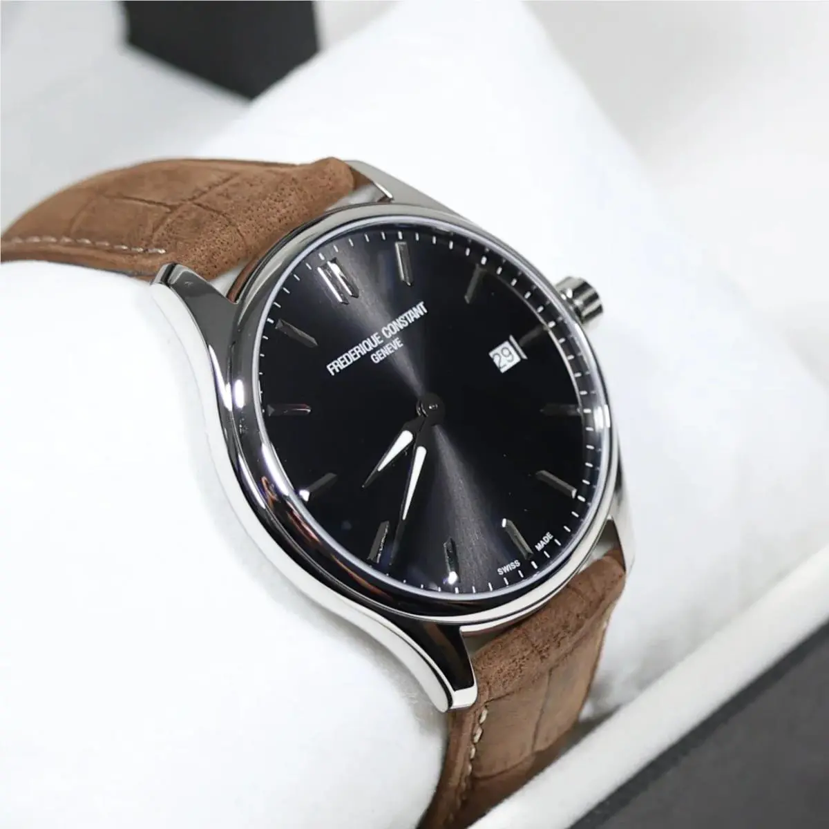 Men`s Gray Dial Brown Leather Strap Watch FC-220DGS5B6 by Frederique Constant
