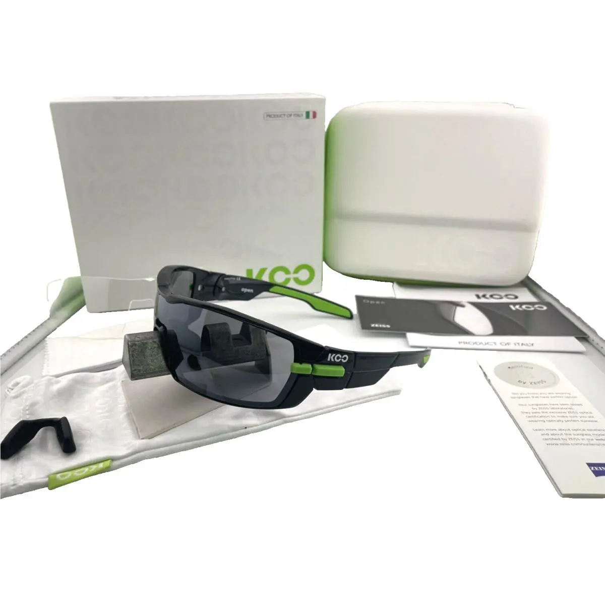 Kask Koo Open Medium Black Lime - Smoke Mirror Cycling Sunglasses Zeiss by KOO