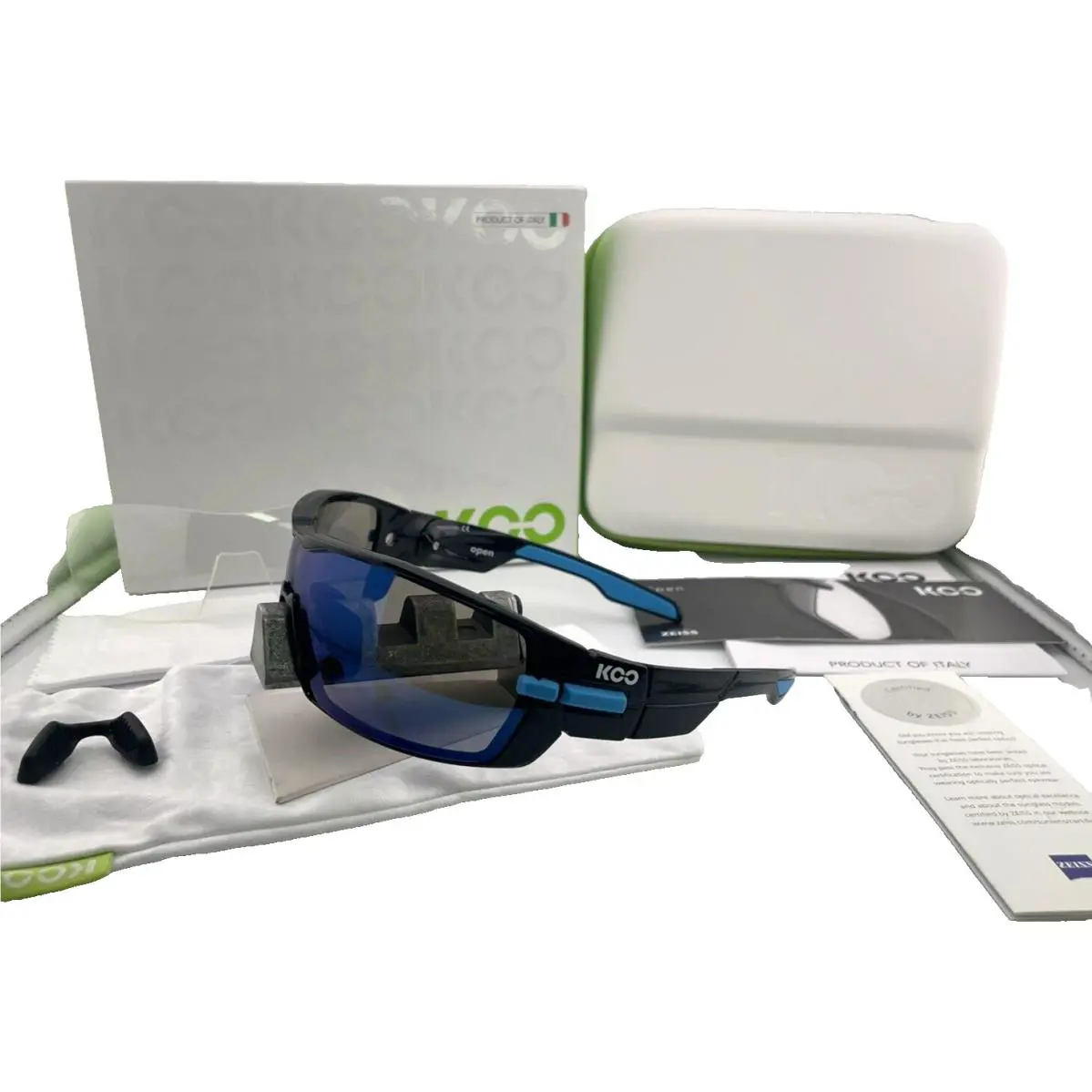 Kask Koo Open Size Small Black with Light Blue Cycling Sunglasses Zeiss by KOO