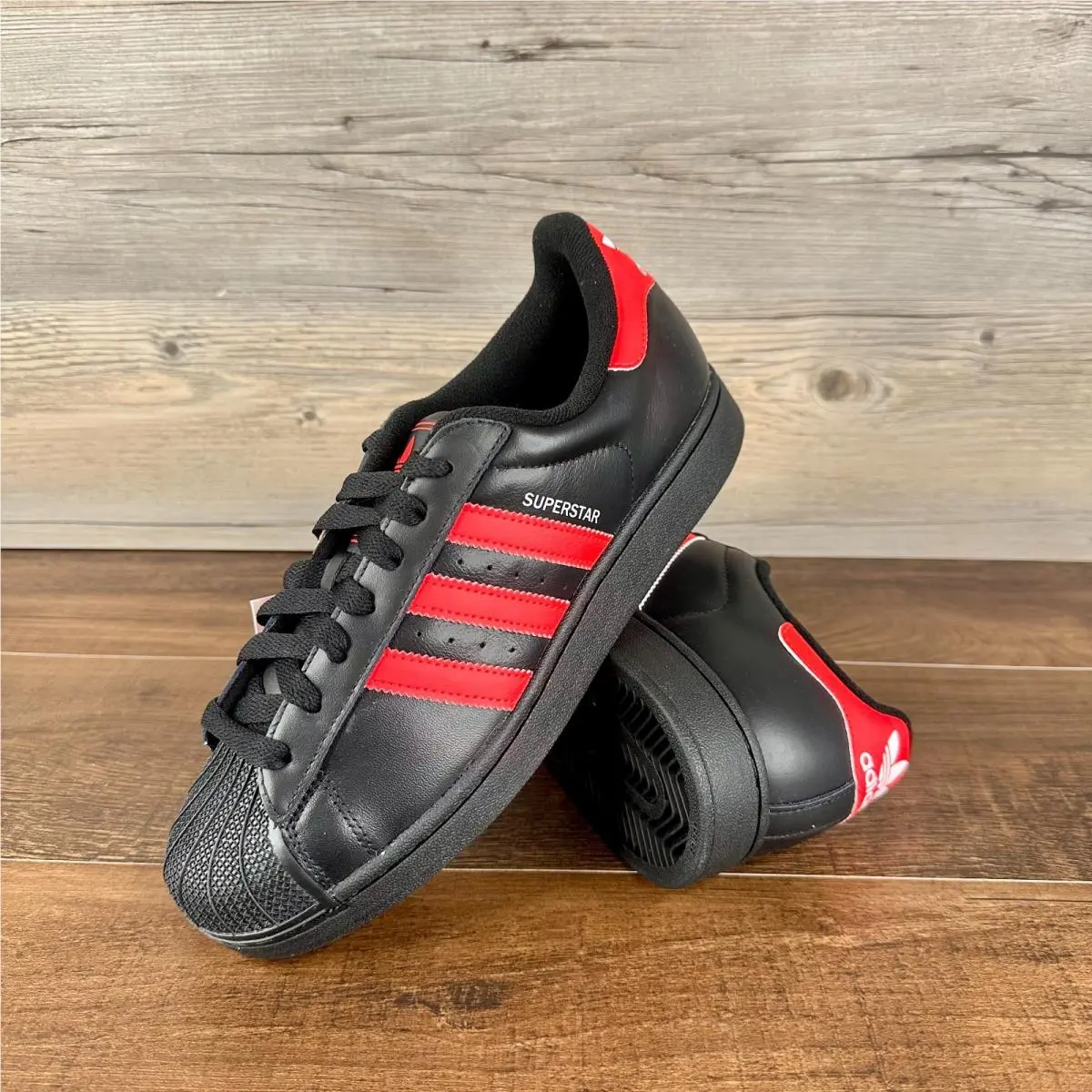 Adidas Superstar 2 Mens Size 9 Core Black Lucid Red Cloud White JQ3176