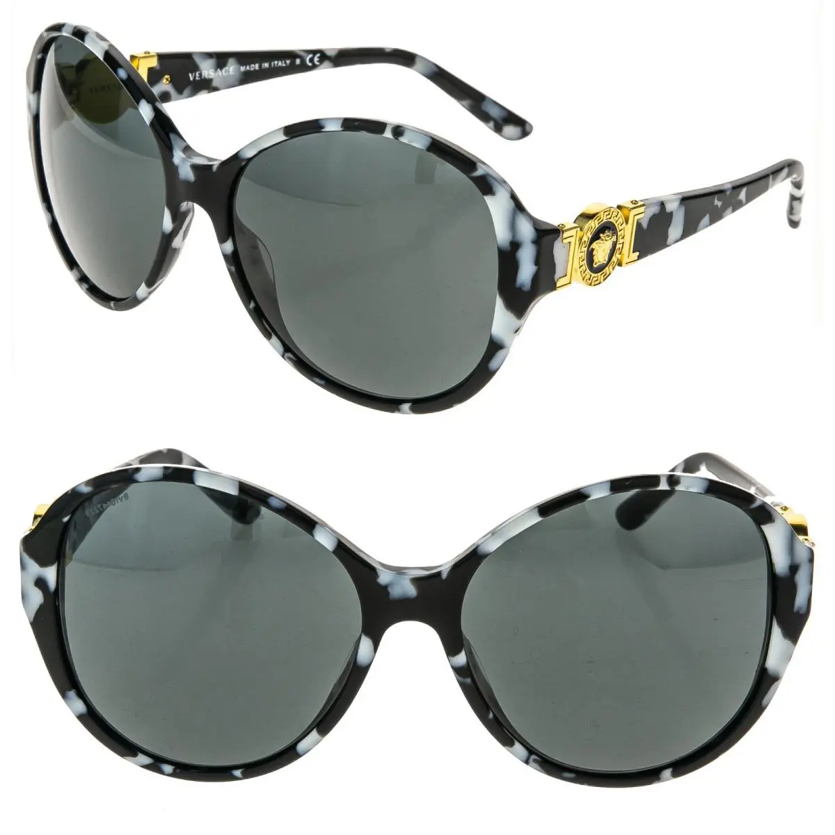 Versace VE4261 Oversized 4261 Spotted Black White Zebra Chain Medusa Sunglasses