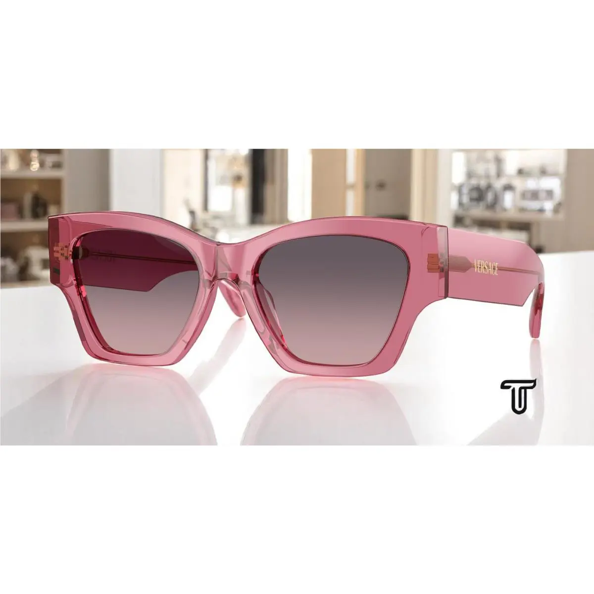Versace VE4492U 551646 Transparent Pink Pink Gradient Grey 53mm Women Sunglasses