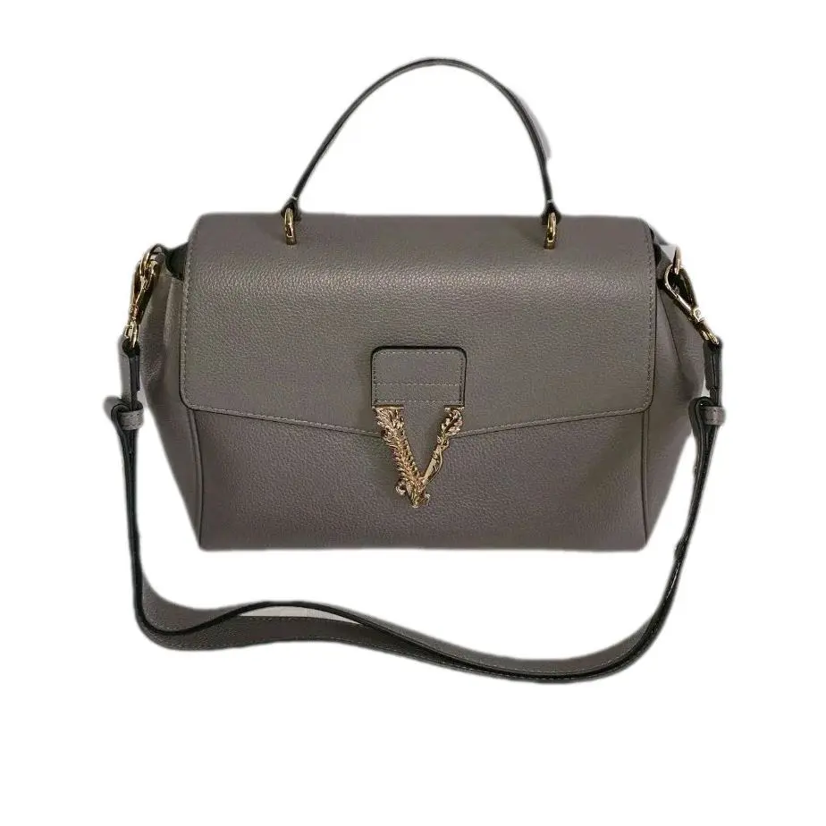Versace Womens Leather Crossbody Handle Grainy Gold Calf 775 Italy Medium