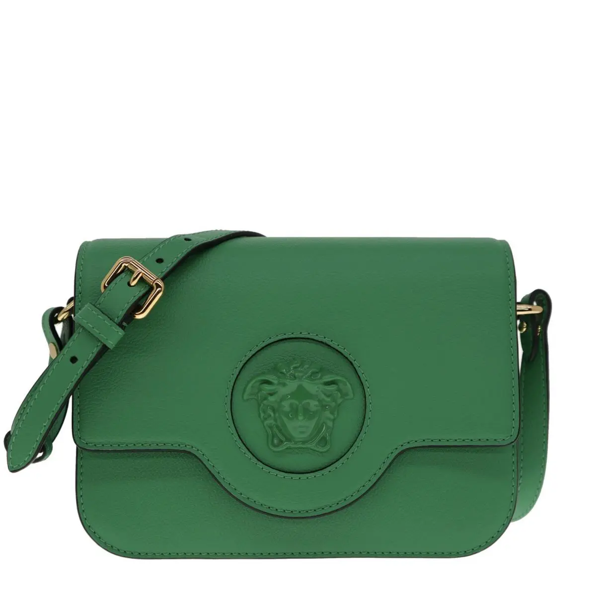 Versace Medusa Shoulder Bag Crossbody Green Leather - Handle/Strap: Green, Hardware: Gold, Exterior: Green