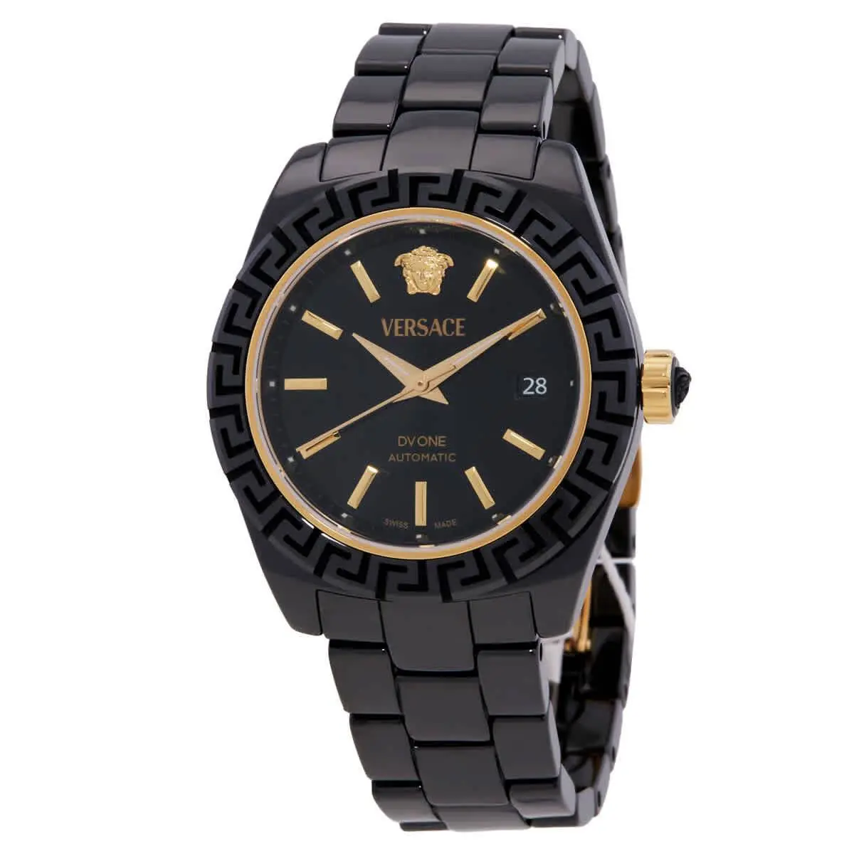 Versace DV One Automatic Black Dial Watch VE6B00123 - Dial: Black, Band: Black, Bezel: Black