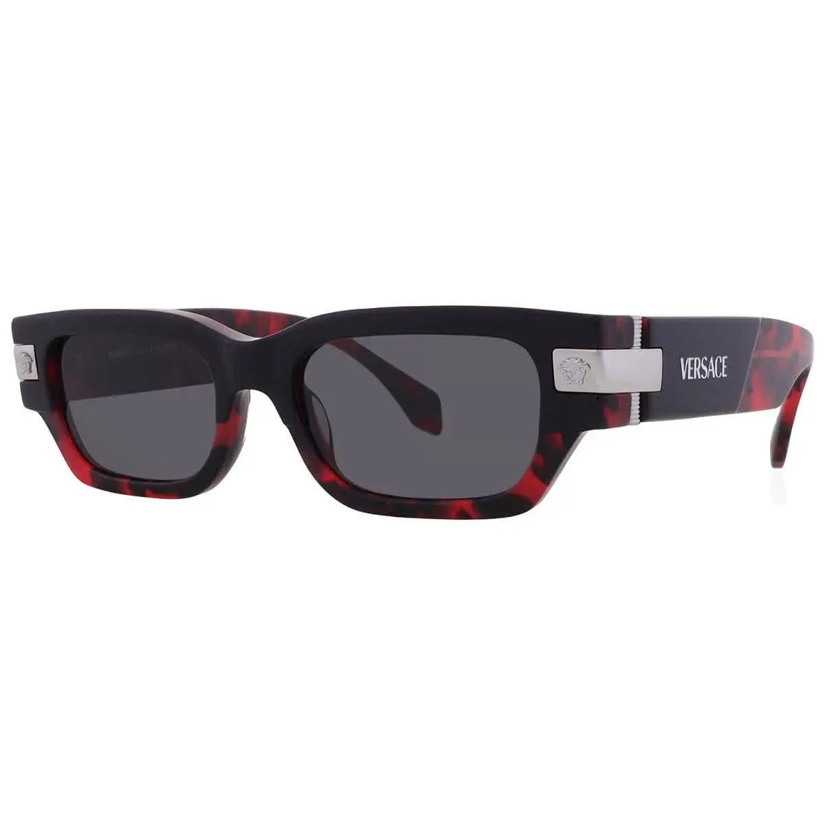 Versace Dark Grey Rectangular Men`s Sunglasses VE4465 545787 53 VE4465 545787 53