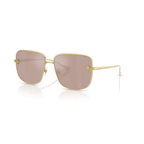 Versace 0VE2282 1002/5 Gold/light Pink Mirror Silver Square Women`s Sunglasses