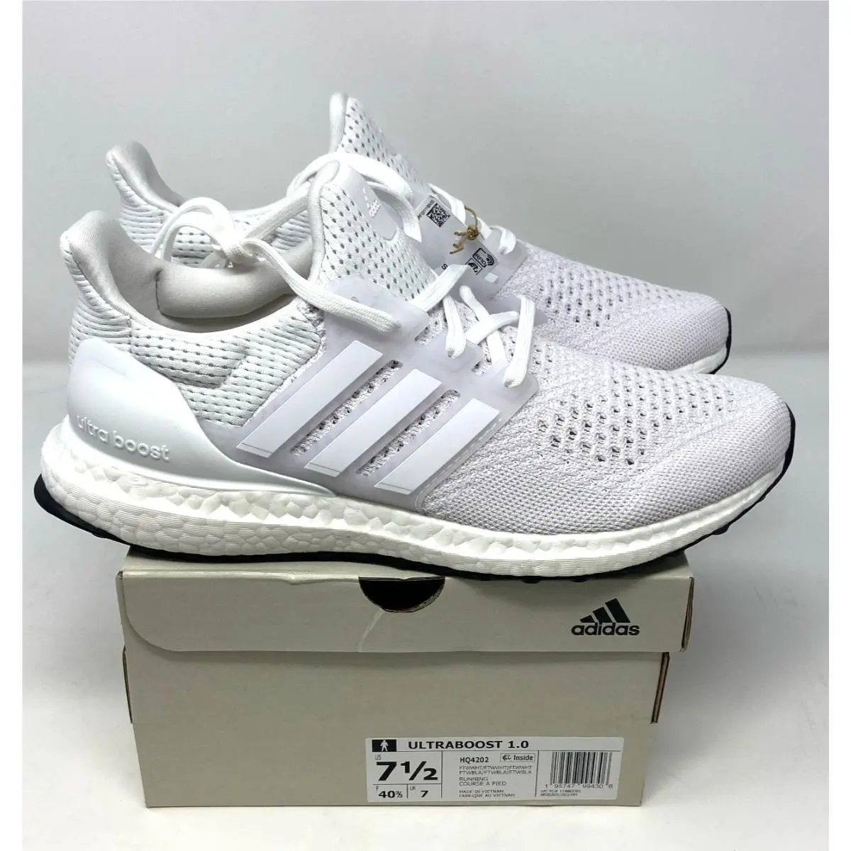 Adidas Ultraboost 1.0 Dna Running Sporty Shoes Triple White HQ4202 Mens Size 7.5