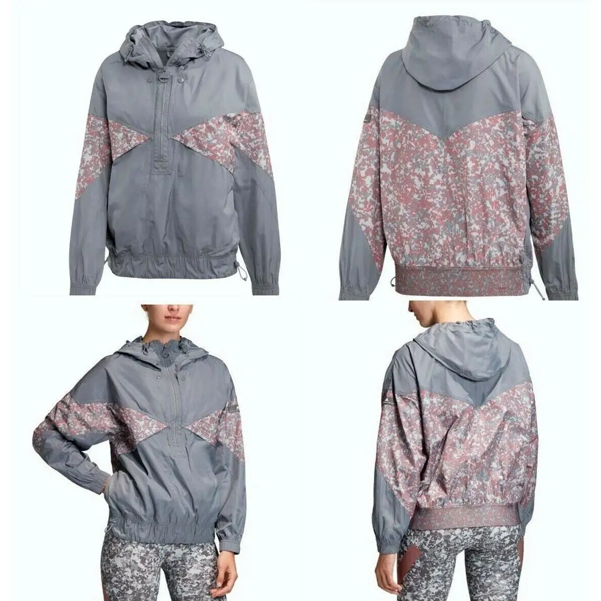 Adidas X Stella Mccartney Light PO Jacket Floral Print Large Grey Color FI7997