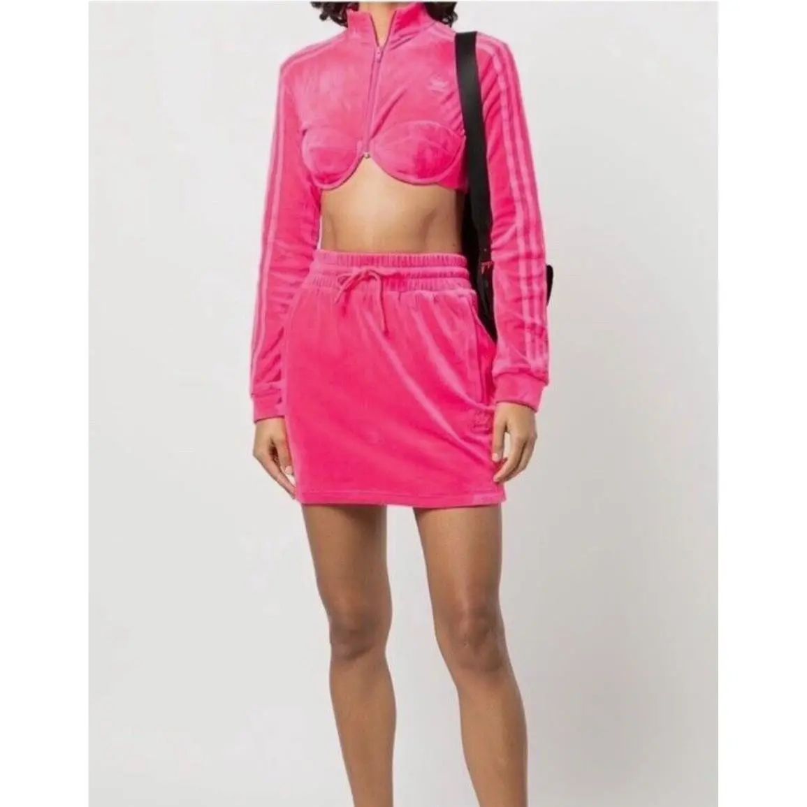 Adidas x Jeremy Scott Women’s XS Velour Zip Front Track Jacket Solar Pink