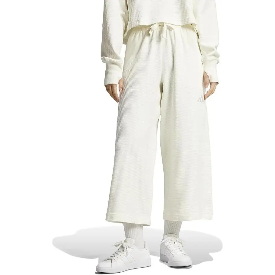 Adidas All Szn Rib 7/8-Length Wide Leg Pants Off-white Medium