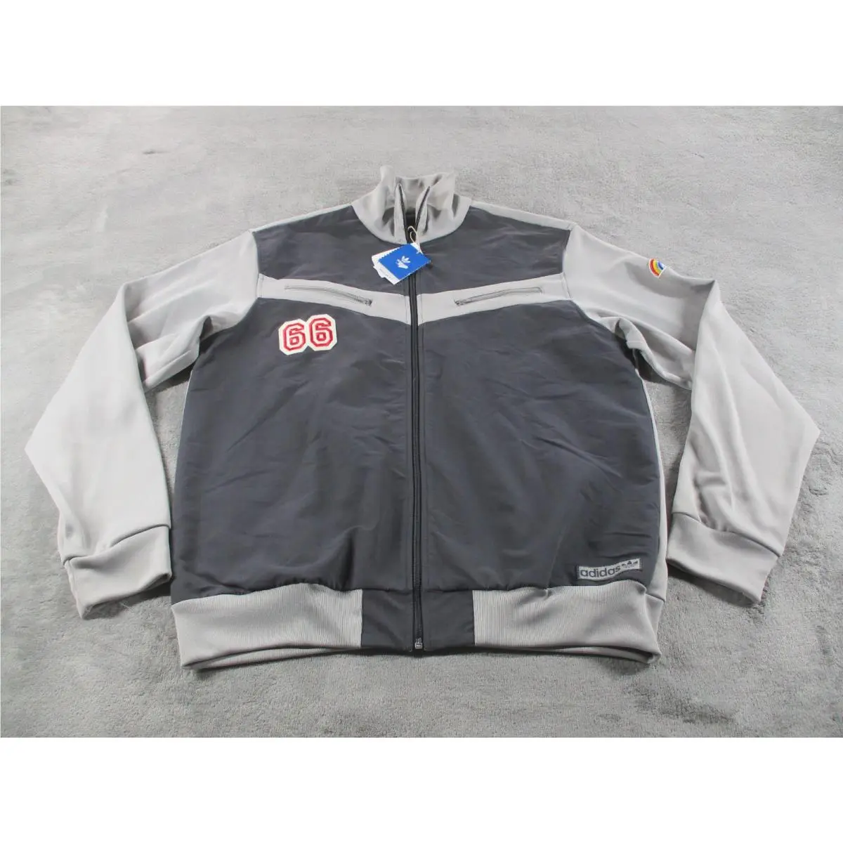 Adidas Soccer Jacket Mens XL Pisten TT TW Gray Full Zip 66 Rainbow 2007