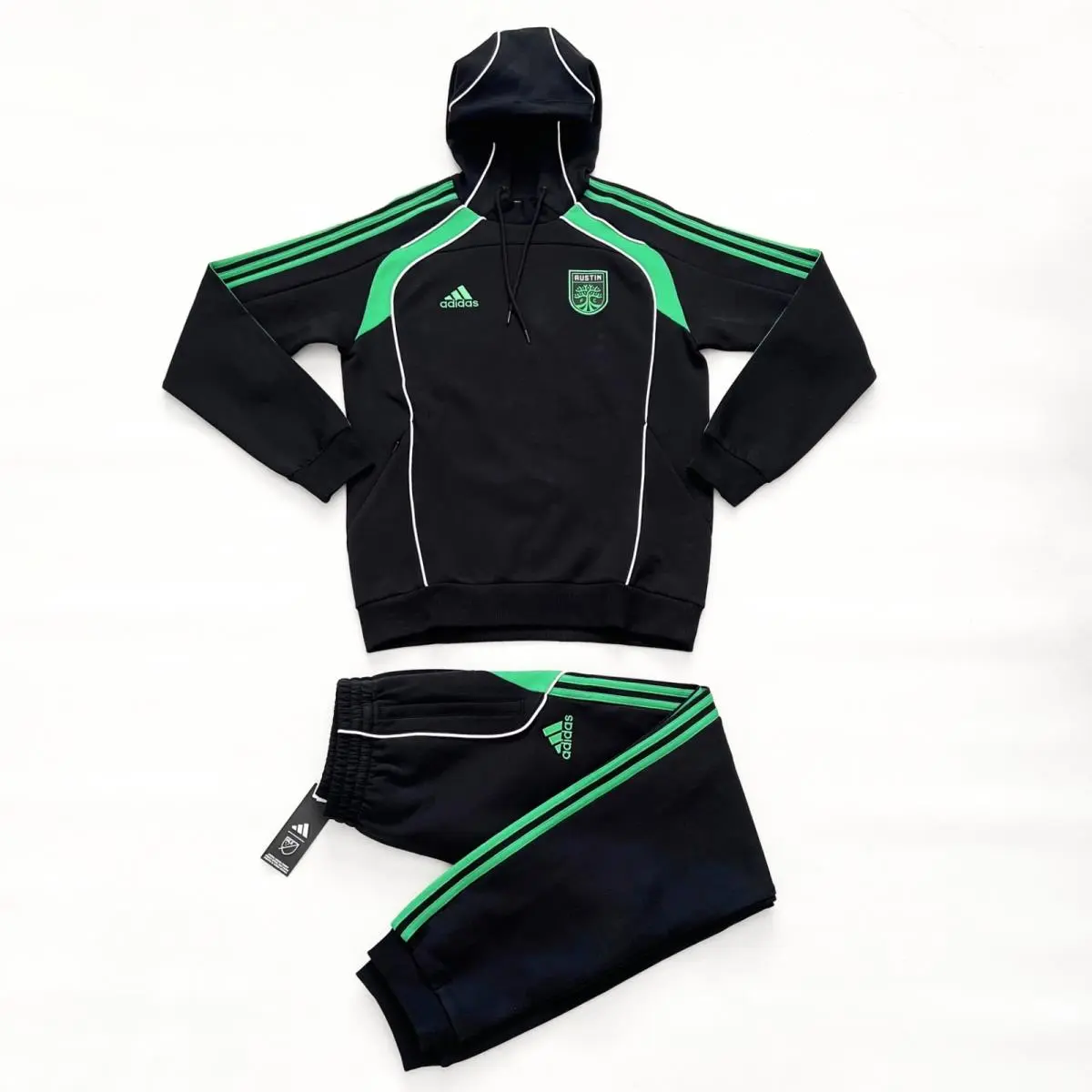 Men`s Adidas Austin FC Mls Sweatsuit Double-face Hoodie Joggers Small