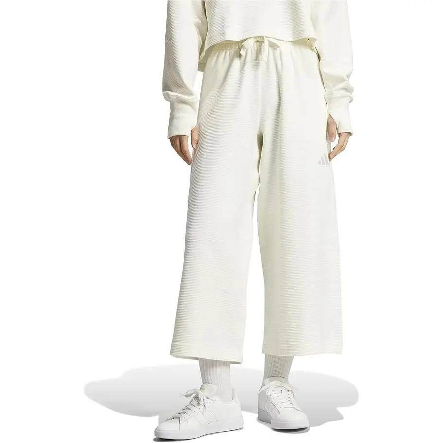 Adidas All Szn Rib 7/8-Length Wide Leg Pants Off-white Large