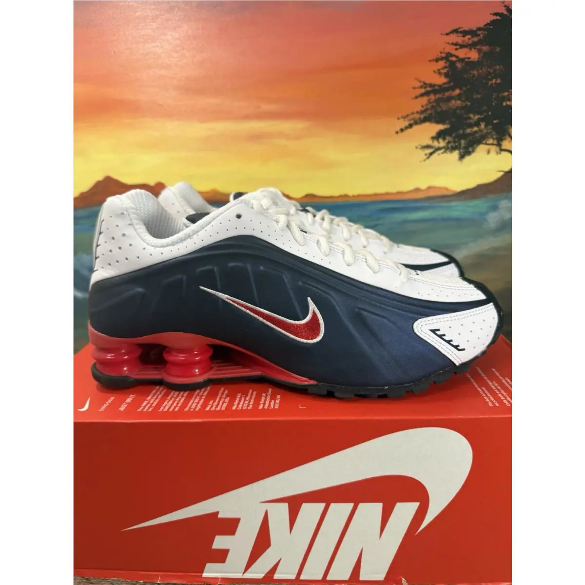 Nike shoes - Nike Shox - Shox - HQ1988 400 - Midnight Navy/Gym Red-White (UPC: 198480959236) 1