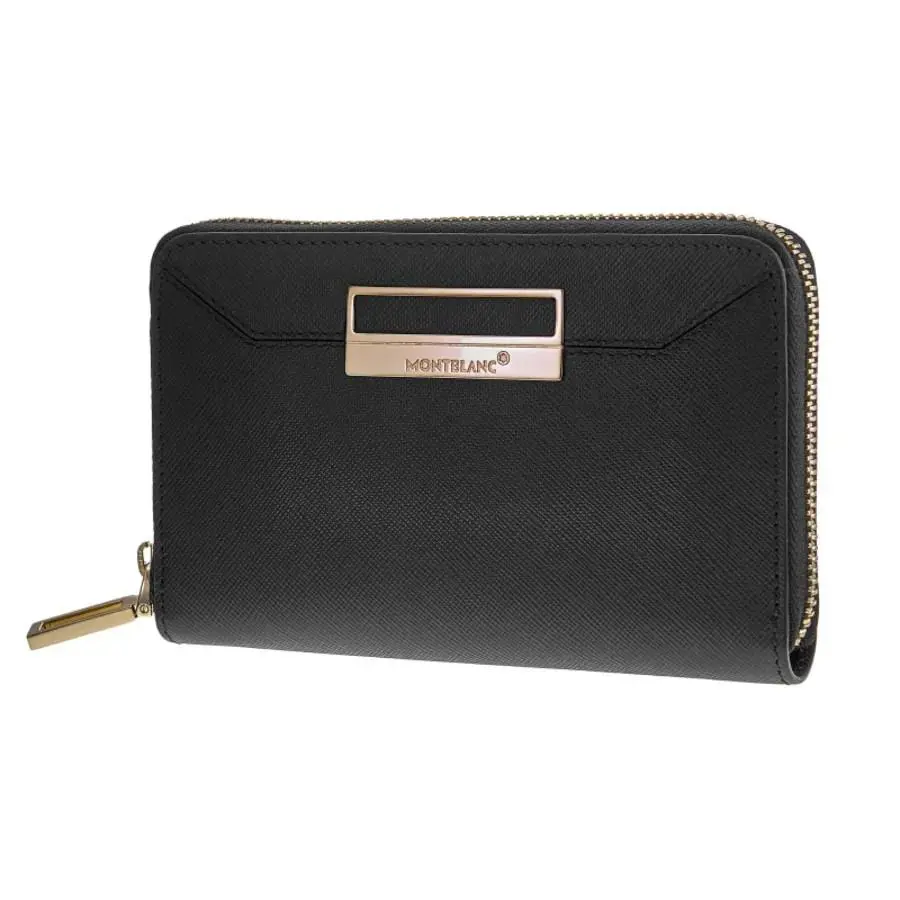 Montblanc Sartorial Large 4cc Zip Black Textured Women`s Wallet 114594