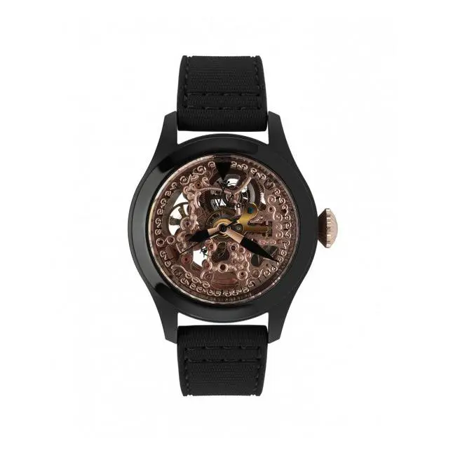 Toy Watch Skeleton Rubber Strap Watch Black Rose Gold Women F1225 by ToyWatch