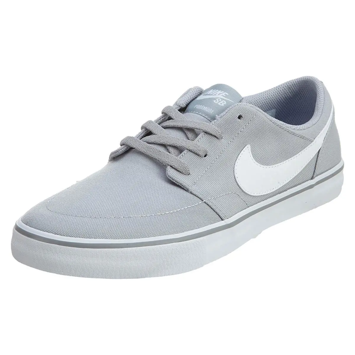 Nike SB Portmore II Solar Canvas Wolf Grey/white/black Men`s Skate Shoes Size 7 - Wolf Grey/White-black