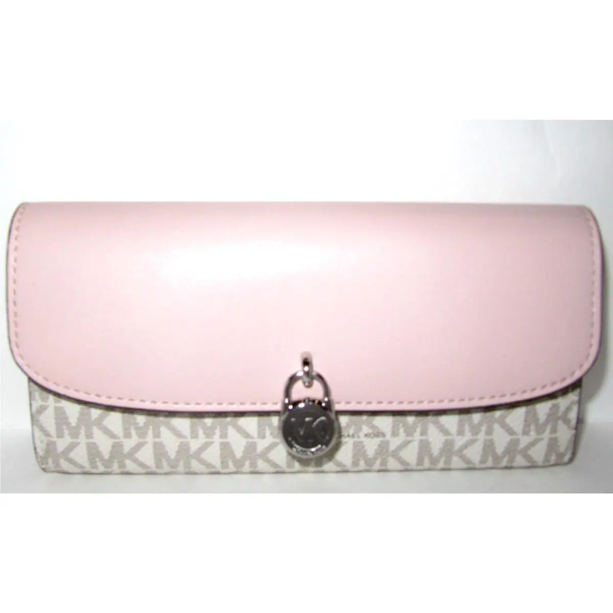 Michael Kors Hamilton Large Leather Flap Continental Wallet Powder Blush NWT$298