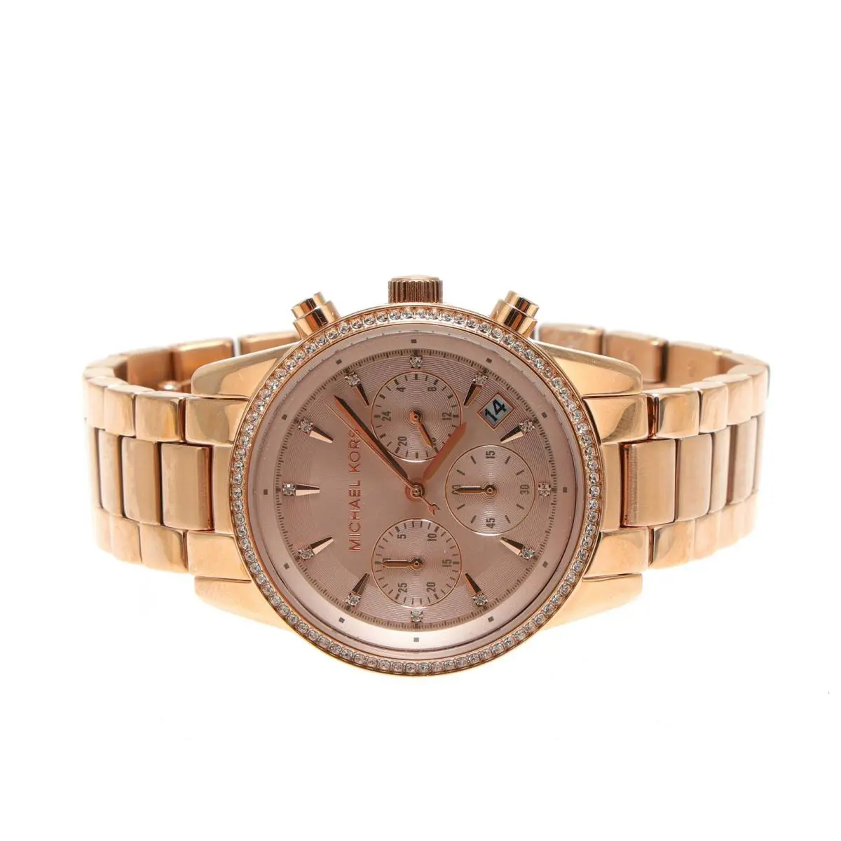 Michael Kors Ritz Chronograph Rose Gold Bracelet Watch F1156 - Dial: Rose Gold, Band: Rose Gold