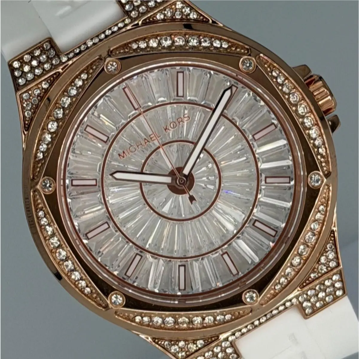 MK7247 Lennox Pave Glitz Gold-tone/black Silicone Strap Watch by Michael Kors