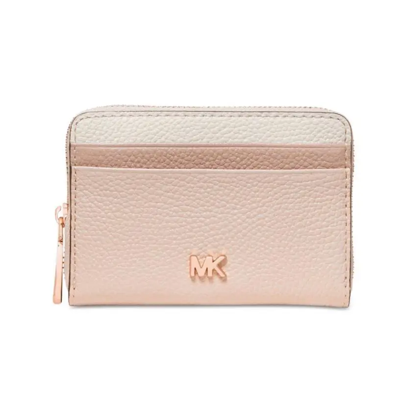 Michael Kors L3605 Pink Tricolor Leather Zip Around Coin Card Wallet Women`s