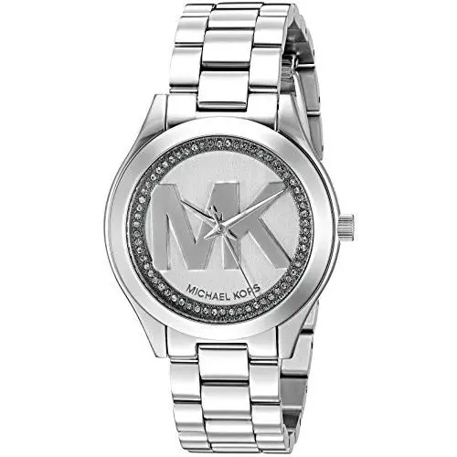 Michael Kors Women`s Mini Slim Runway Logo Silver-tone Watch MK3548