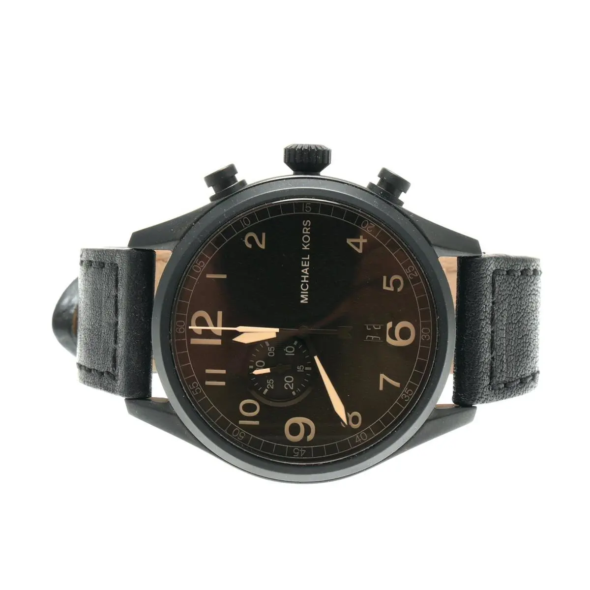 Michael Kors MK7069 Hangar Leather Strap Watch 45mm Black F1818