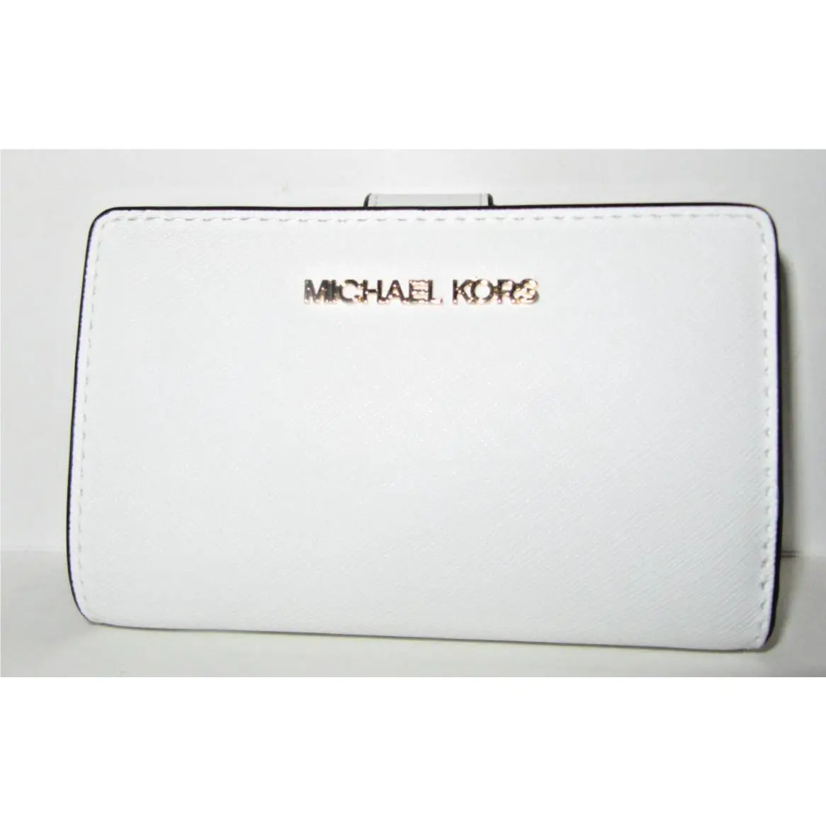 Michael Kors Jet Set Travel Medium Bifold Wallet Optic White Leather