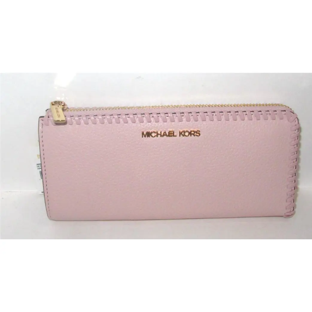 Michael Kors Jet Set Travel Large Three-quarter Zip Wallet Powder Blush