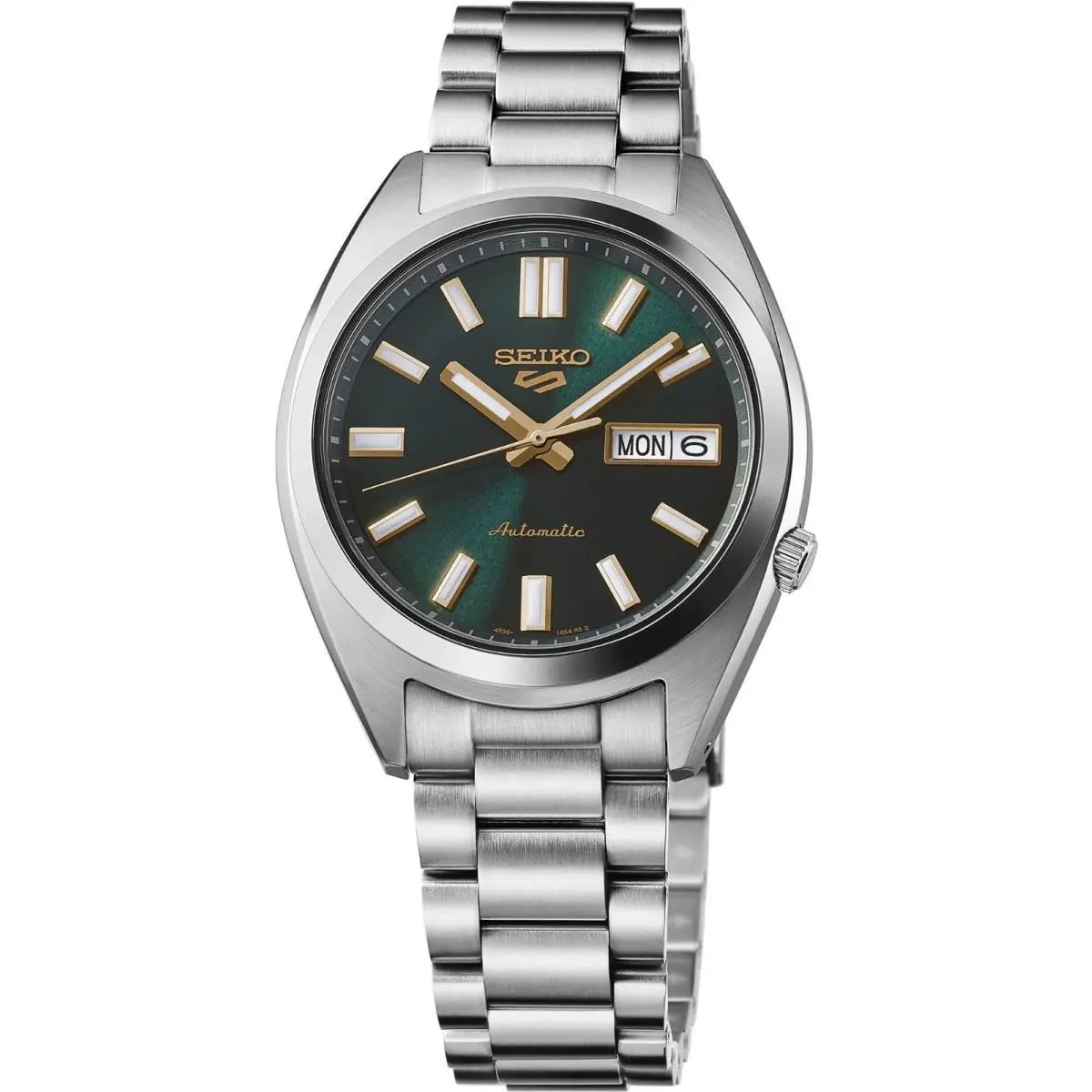 Seiko 5 Sports Automatic Mens Green Dial Watch SRPL57 - Dial: Green, Band: Silver, Bezel: Silver