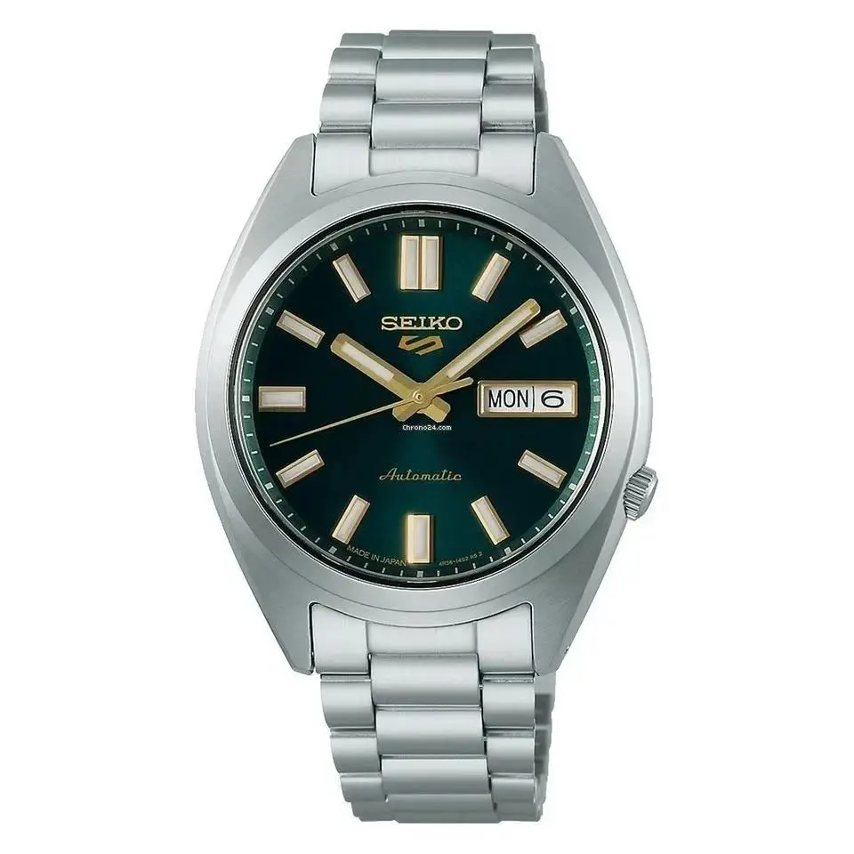 Seiko Men`s 5 Sports Automatic Snxs Series Classic Green Dial Watch SRPL57 - Dial: Green, Band: Silver, Bezel: Silver