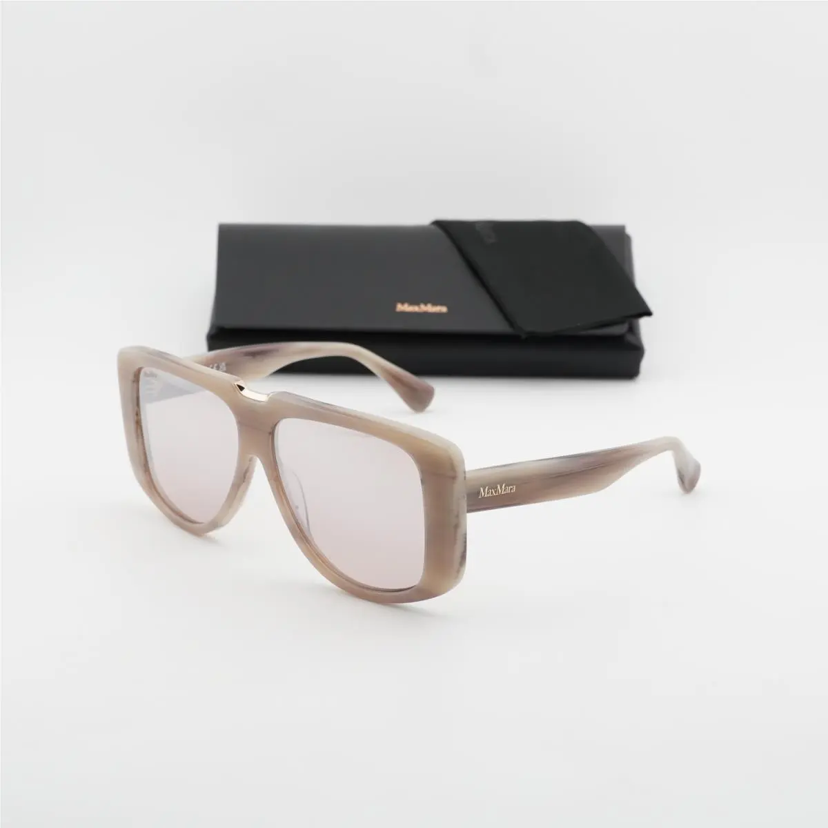 Max Mara MM0075 60G Beige Horn/brown Mirror 57-12-140 Sunglasses