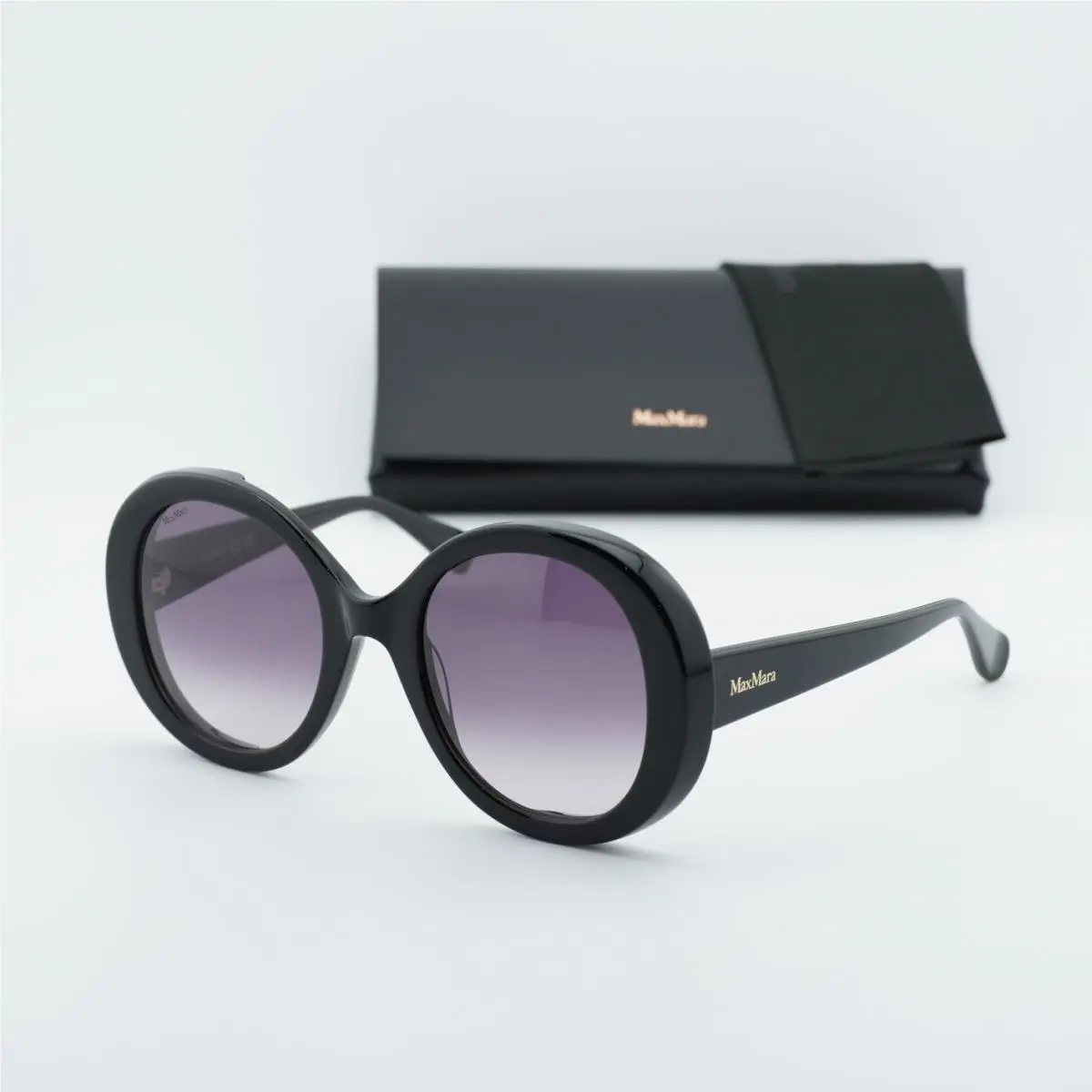 Max Mara MM0074 01B Shiny Black/smoke Gradient 54-23-135 Sunglasses