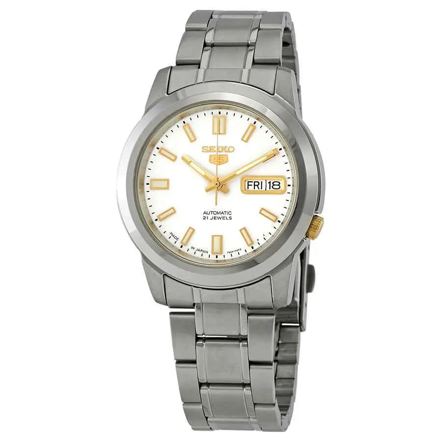 Series 5 Automatic White Dial Men`s Watch SNKK07J1 by Seiko