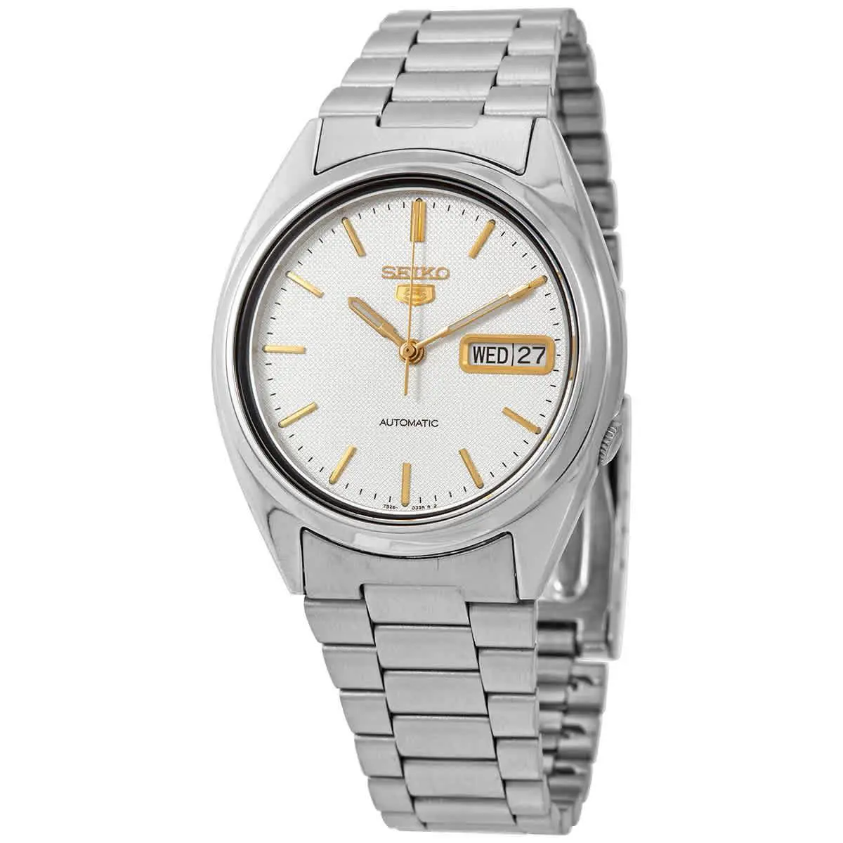 Seiko Automatic White Dial Men`s Watch SNXG47K1 - Dial: White, Band: Silver, Bezel: Silver