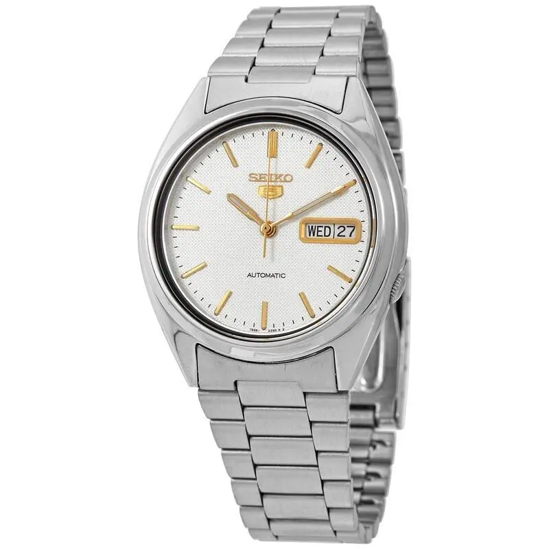 5 Automatic White Dial Stainless Steel Men’s Watch - SNXG47K1 by Seiko