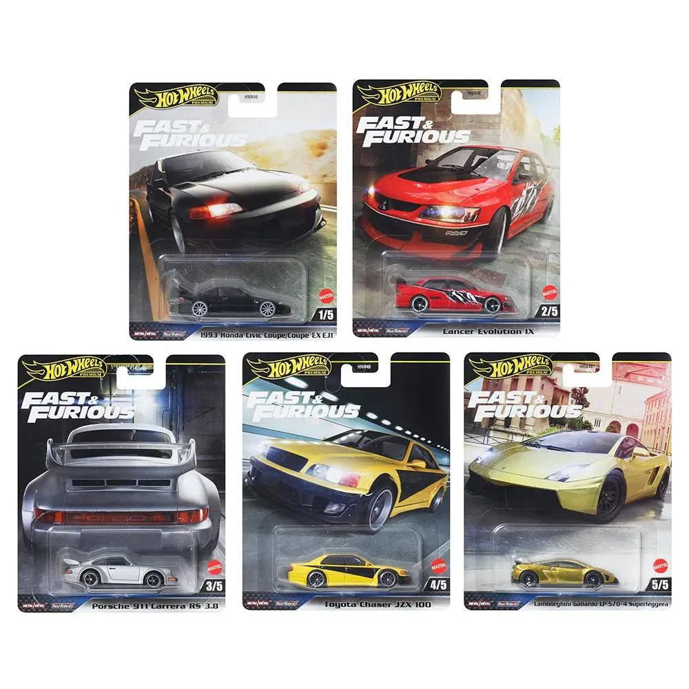Hot Wheels Premium Fast Furious Die-cast Cars Bundle of 5 HNW46-956M