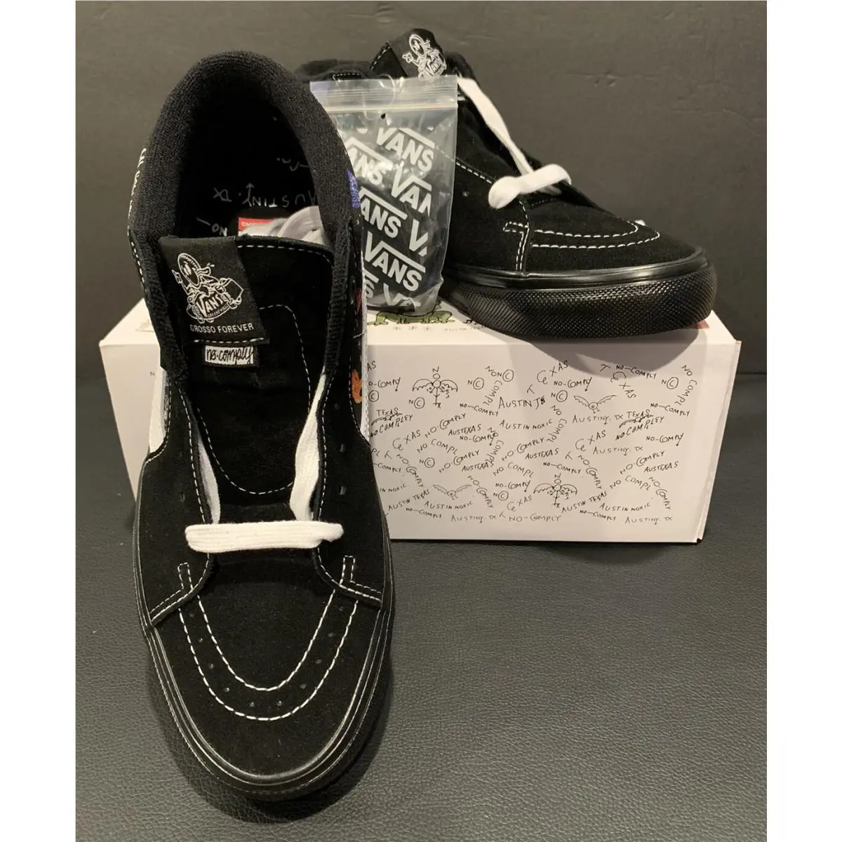Vans Mens Sz 8.5 No Comply Daniel Johnston Skate Grosso Black Shoes Sneakers