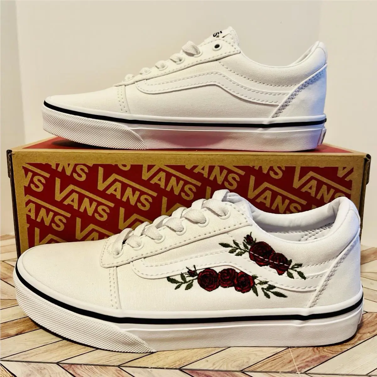 Vans shoes - VANS Ward Rose Embroidery - Ward Rose Embroidery - VN0A3JTFWTBD - White (UPC: 0197642448465) 0