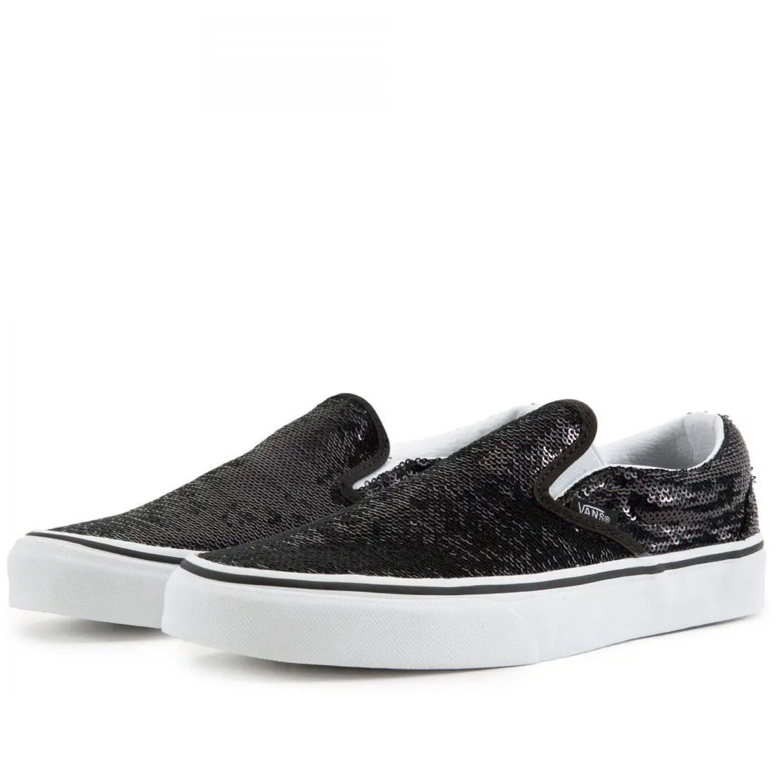 Vans Classic Slip On Black Micro Sequins Slip-on Sneakers Women`s 9 - Black