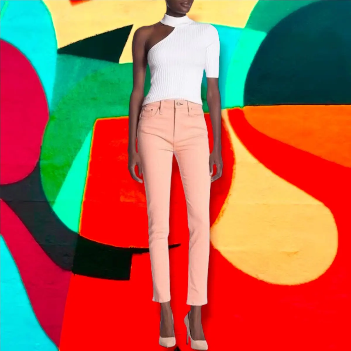 Rag Bone Two Tone Peach/lilac Hi Rise Skinny Jeans sz 25