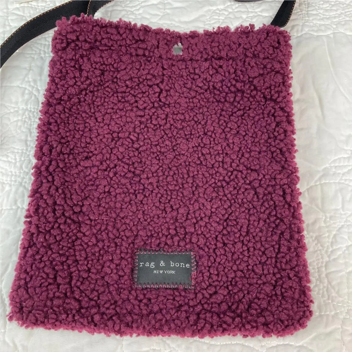 Rag Bone Addison Burgundy Maroon Sherpa Crossbody Purse Bag Minimalist
