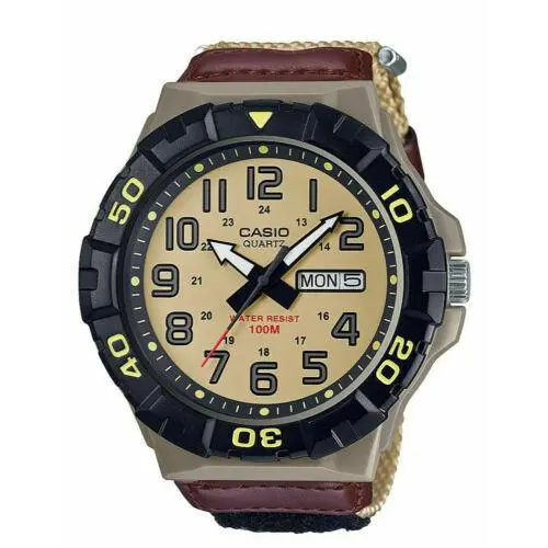 MRW210HB-5BV Oversized Dial Khaki Nylon Band Day/date 100 Meter WR by Casio