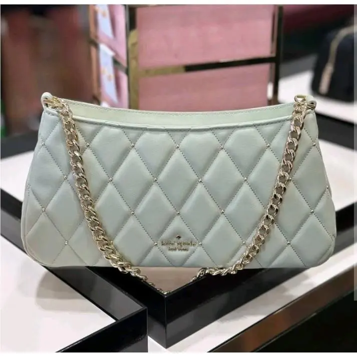 Kate Spade KL886 Carey Quilted Studs Small Convertible Crossbody Sage