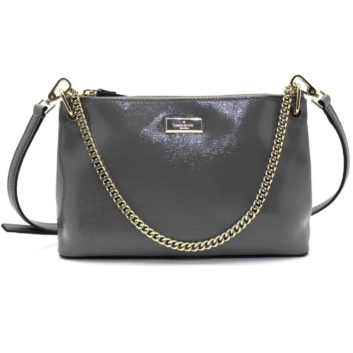Kate Spade River Bixby Place Shiny Leather Crossbody/shoulder Bag Haregrey