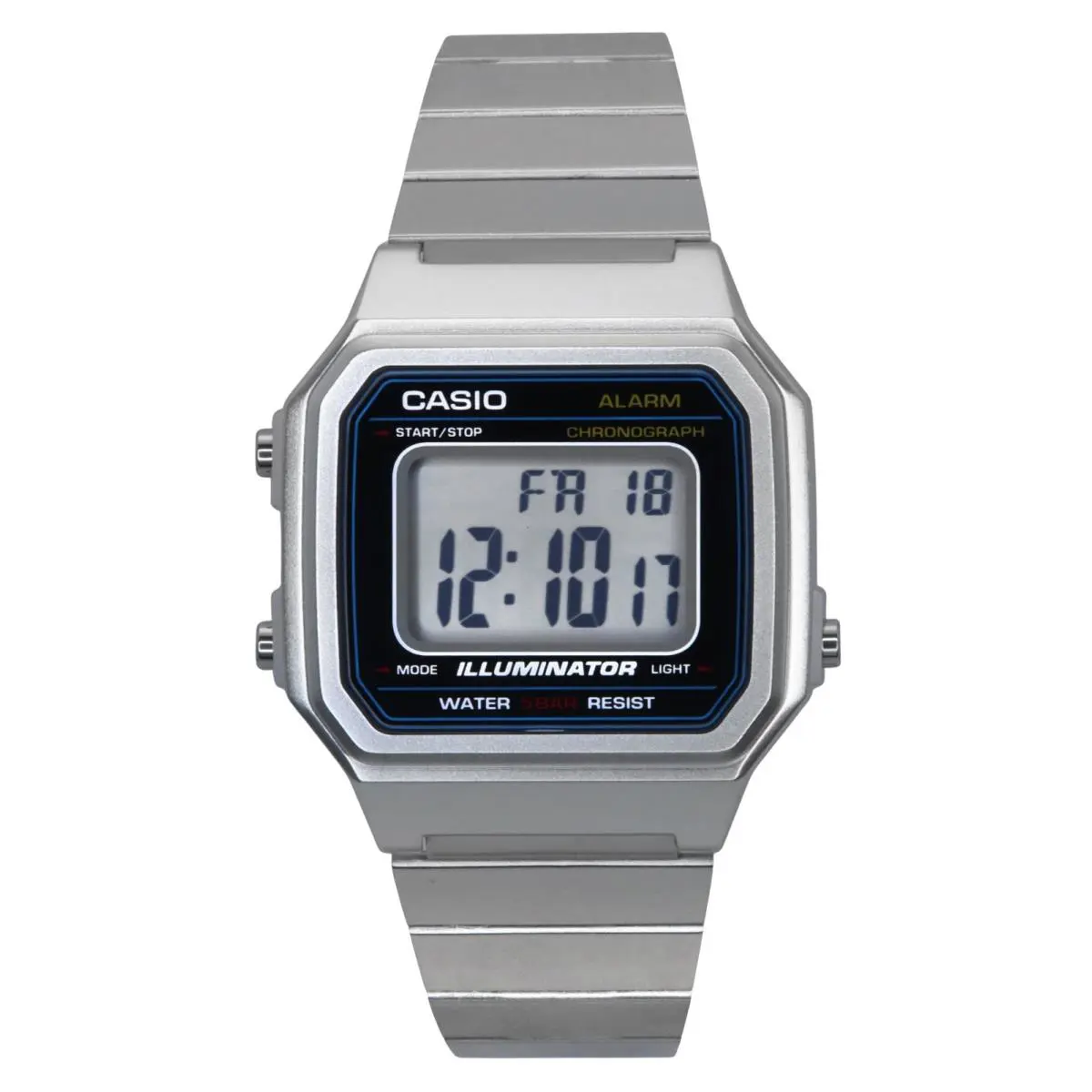 Casio Classic Vintage Illuminator Chronograph Digital B650WD-1A Unisex Watch - Dial: Grey, Band: Silver, Bezel: No Bezel